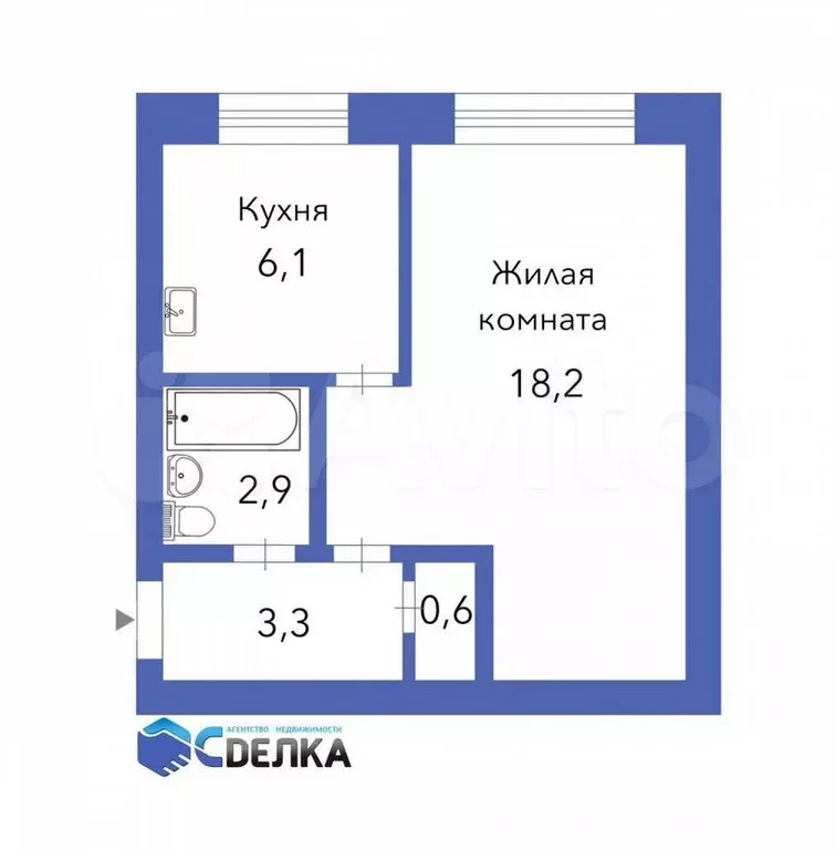 1-к. квартира, 30 м, 2/5 эт. - Фото 0
