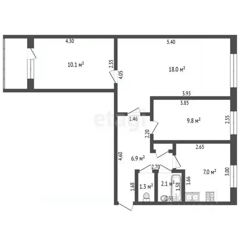 3-к кв. Краснодарский край, Краснодар ул. Трудовой Славы, 44 (55.9 м) - Фото 1