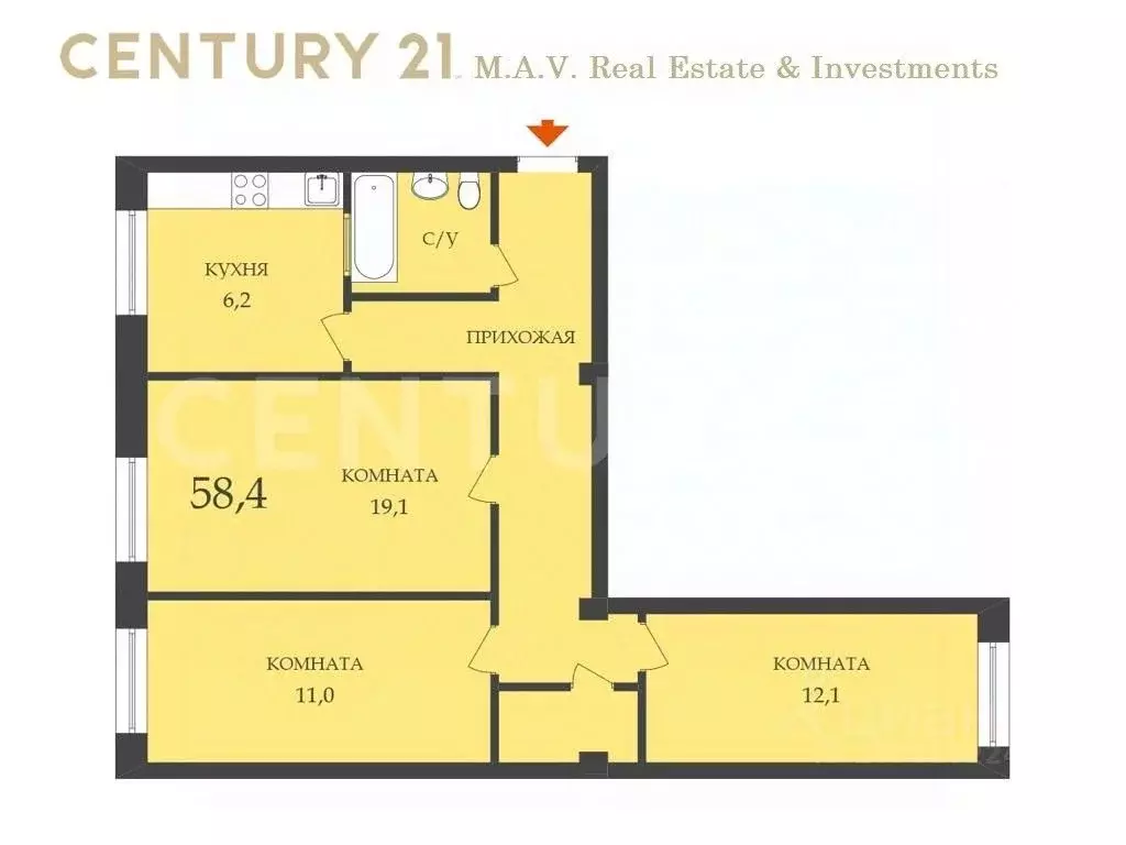 3-к кв. Санкт-Петербург Тихорецкий просп., 13 (58.4 м) - Фото 1