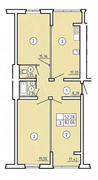 3-к. квартира, 82,2 м, 4/5 эт. - Фото 1