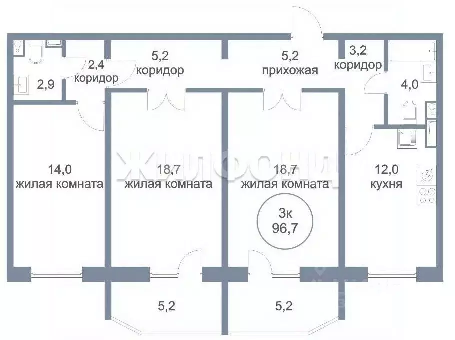 3-к кв. Ханты-Мансийский АО, Нефтеюганск 5-й мкр, 48 (96.7 м) - Фото 1