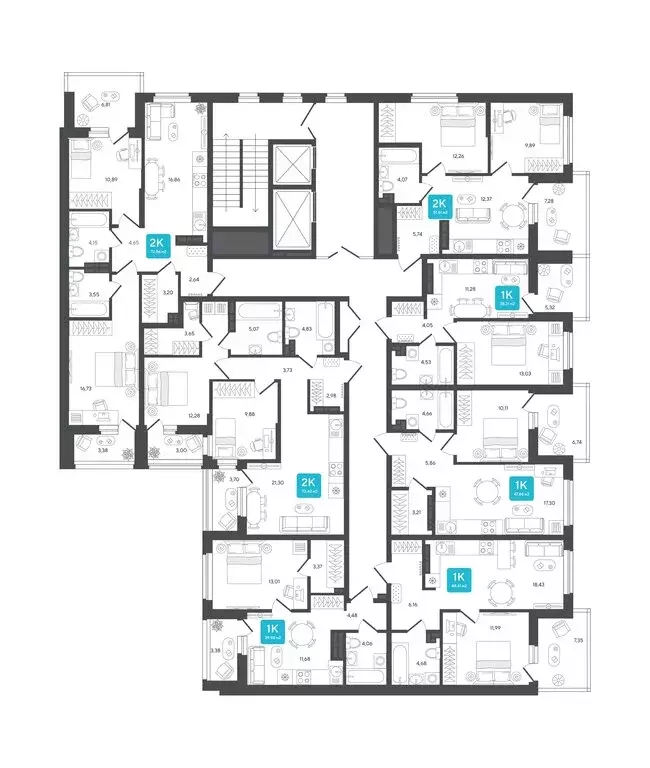 1-комнатная квартира: Дербыши, жилой комплекс Дабл-Дабл (38.21 м) - Фото 2