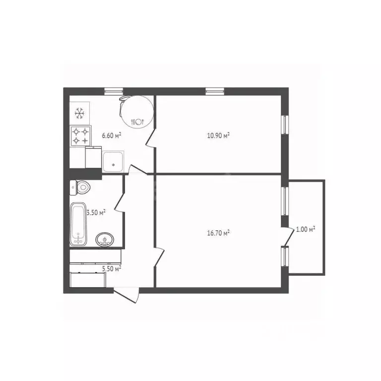 2-к кв. Брянская область, Брянск ул. Гастелло, 4 (44.0 м) - Фото 1