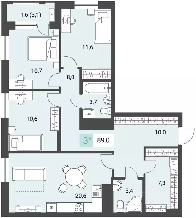 3-к кв. удмуртия, ижевск ул. имени в.с. тарасова, 4 (89.0 м) - Фото 0