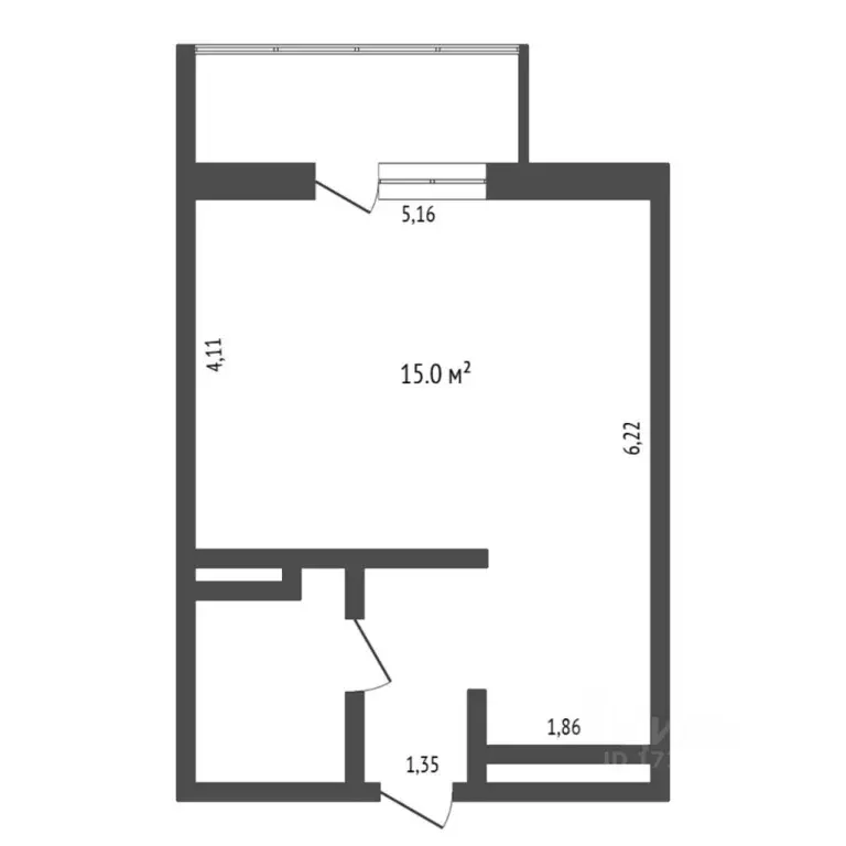 Студия Тюменская область, Тюмень ул. Тимофея Чаркова, 79к2 (32.4 м) - Фото 1