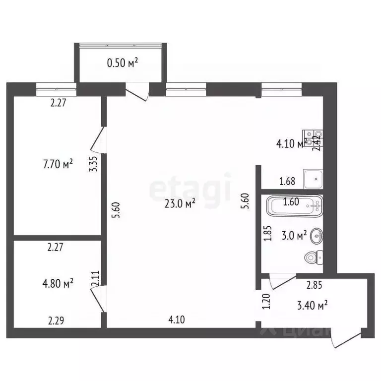 2-к кв. Тамбовская область, Тамбов Мичуринская ул., 85 (46.0 м) - Фото 0