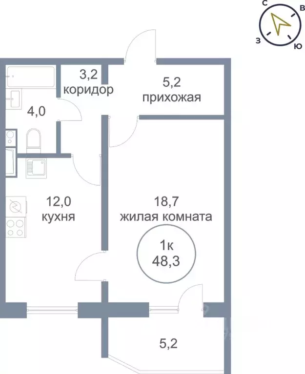 1-к кв. Ханты-Мансийский АО, Нефтеюганск 5-й мкр, 50 (48.3 м) - Фото 1