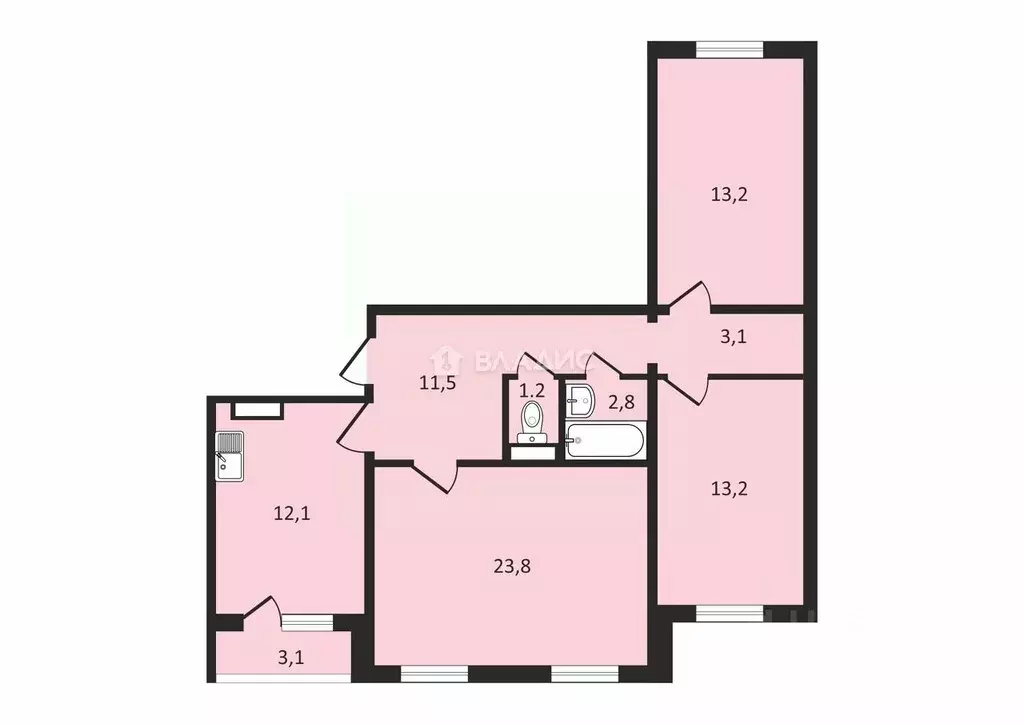 3-к кв. Санкт-Петербург ул. Партизана Германа, 8К2 (80.9 м) - Фото 1