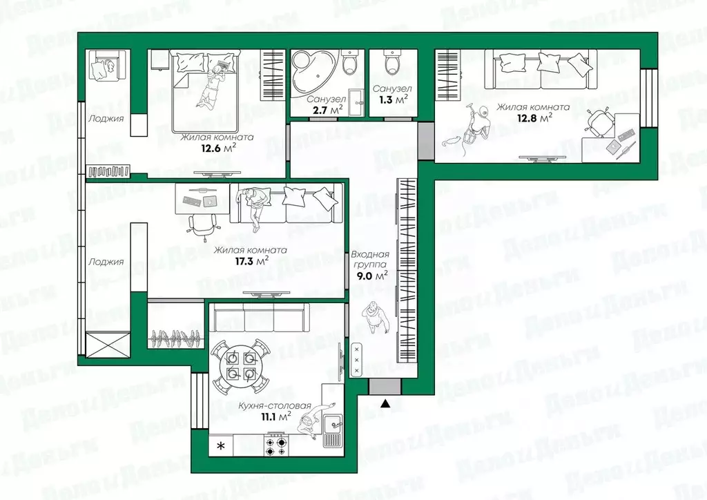 3-к кв. Кировская область, Киров ул. Пугачева, 9 (67.8 м) - Фото 2