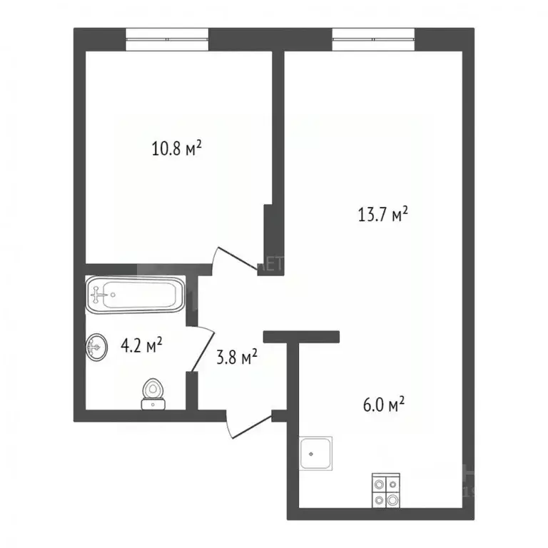 1-к кв. Тюменская область, Тюмень ул. Республики, 204к11 (38.5 м) - Фото 1