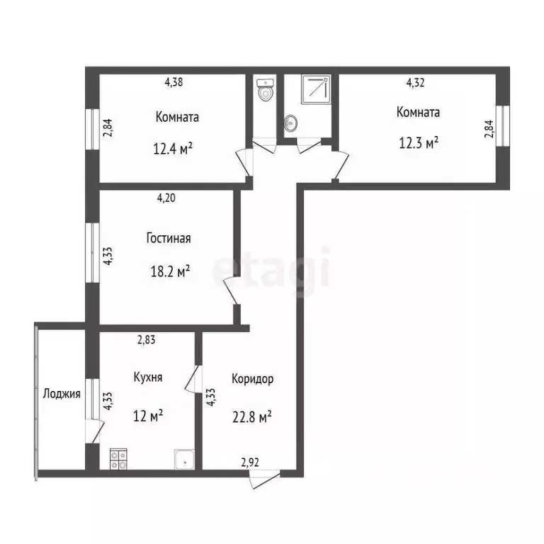 3-к кв. Омская область, Омск ул. 7-я Линия, 190 (84.2 м) - Фото 1