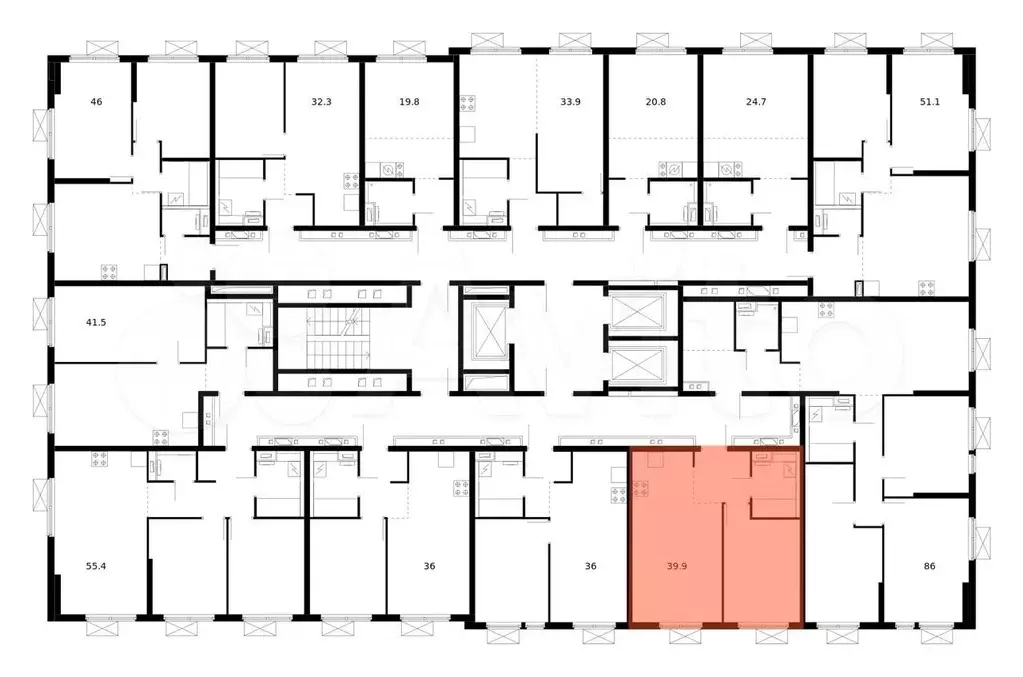 1-к. квартира, 39,9 м, 16/25 эт. - Фото 1