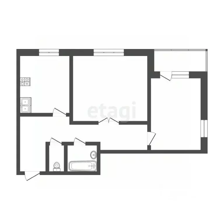 2-к кв. Тюменская область, Тюмень Велижанская ул., 68к1 (59.9 м) - Фото 2