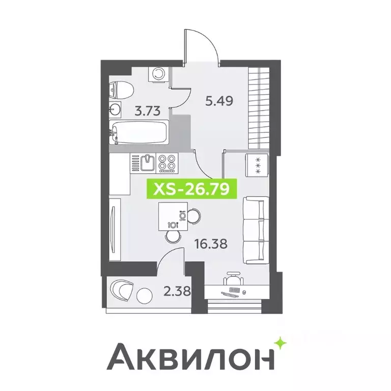 Студия Санкт-Петербург пос. Шушары,  (26.79 м) - Фото 0