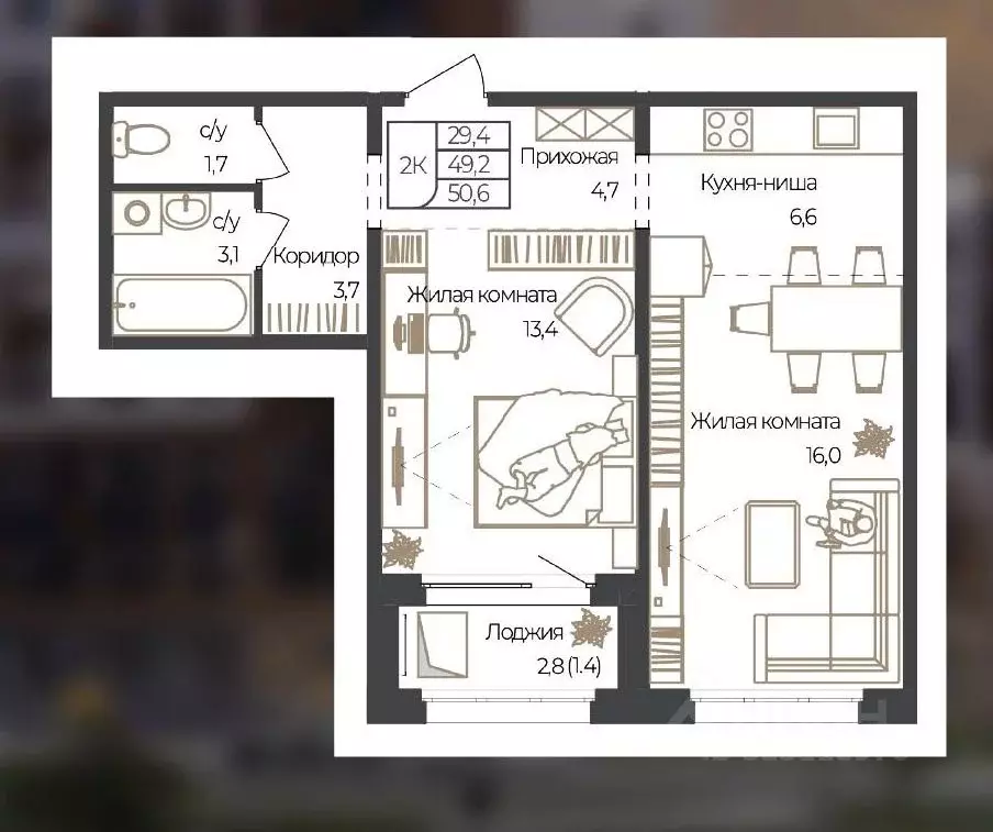 2-к кв. Алтай, Майминский район, с. Майма ул. М. Глухарева, 32 (50.6 ... - Фото 1