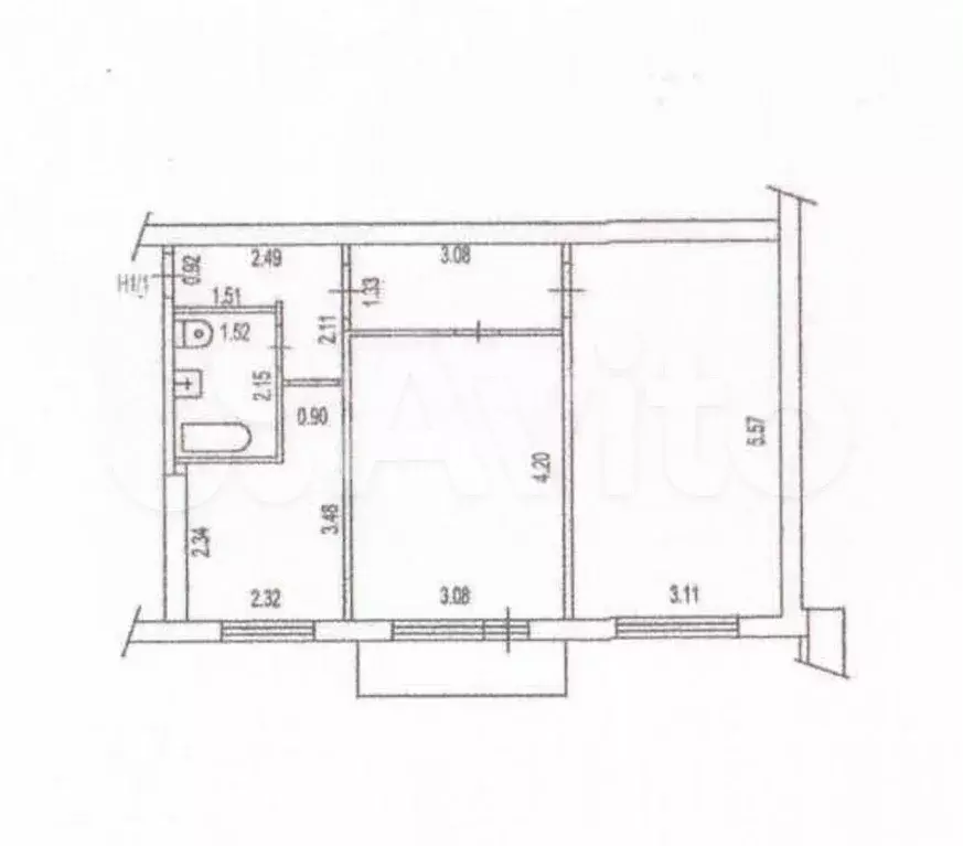 2-к. квартира, 47,5 м, 1/5 эт. - Фото 0