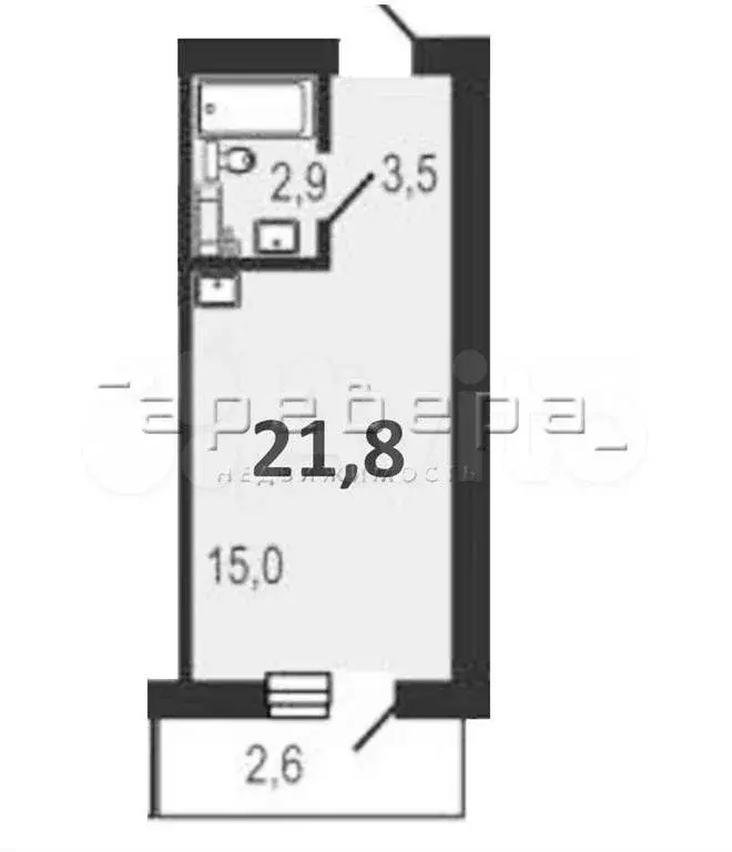 Квартира-студия, 21,8 м, 5/10 эт. - Фото 0