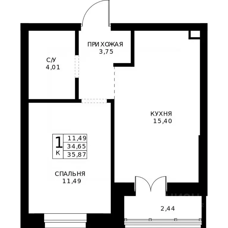 1-к кв. Нижегородская область, Нижний Новгород Ленгородок мкр, Мед ... - Фото 2