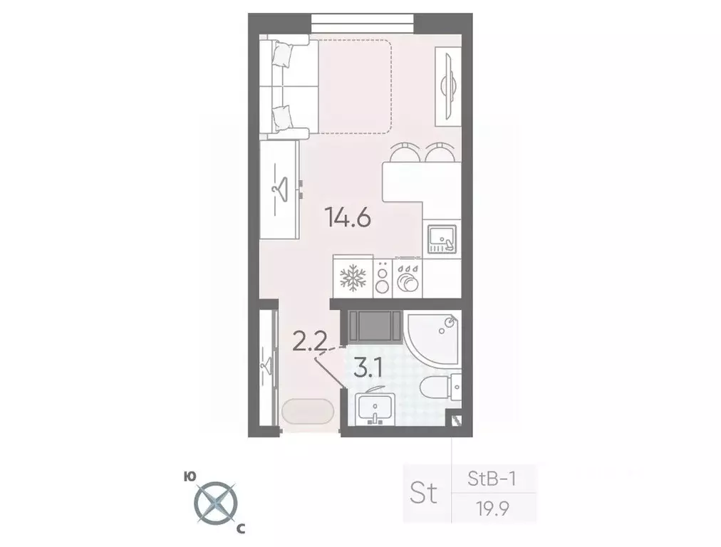 Студия Санкт-Петербург ул. Пейзажная, 23 (19.9 м) - Фото 0