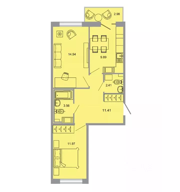 2-к кв. Ленинградская область, Всеволожский район, пос. Бугры ул. ... - Фото 0