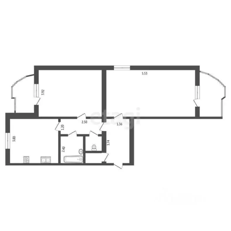 2-к кв. Тамбовская область, Тамбов Защитная ул., 16А (62.1 м) - Фото 2