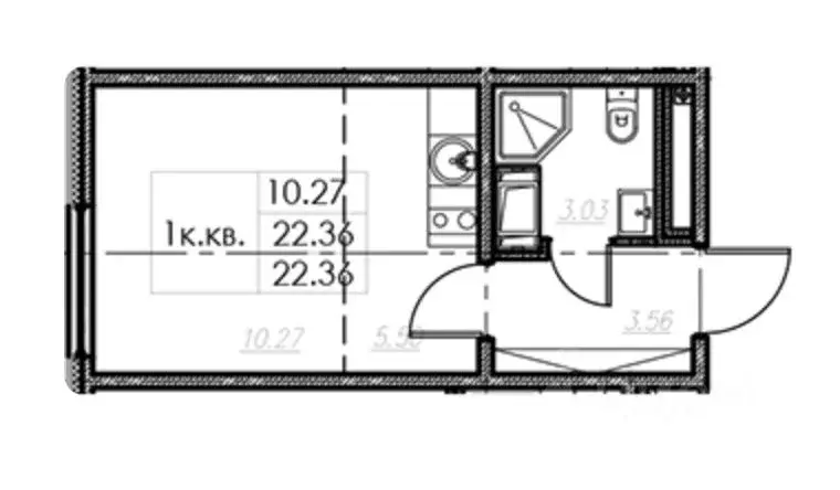 Студия Санкт-Петербург ул. Маршала Казакова, 21к3 (22.36 м) - Фото 0