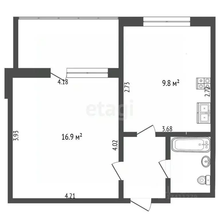 1-к кв. Белгородская область, Белгород ул. Каштановая, 6 (34.9 м) - Фото 0