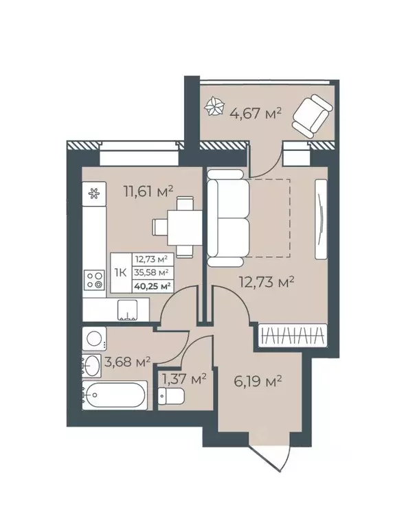 1-к кв. Воронежская область, Бобров  (40.25 м) - Фото 1