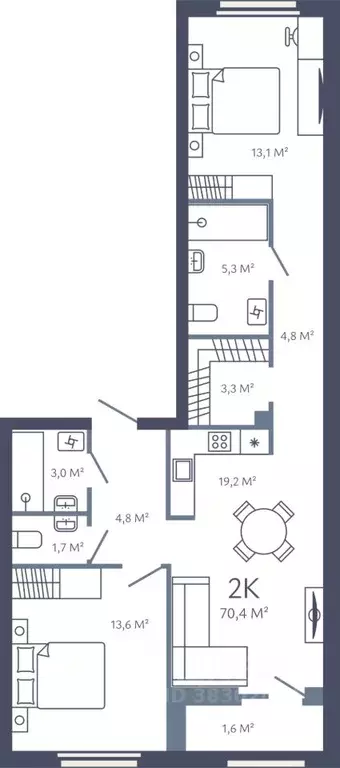 2-к кв. Ленинградская область, Кудрово г. Всеволожский район, ... - Фото 1