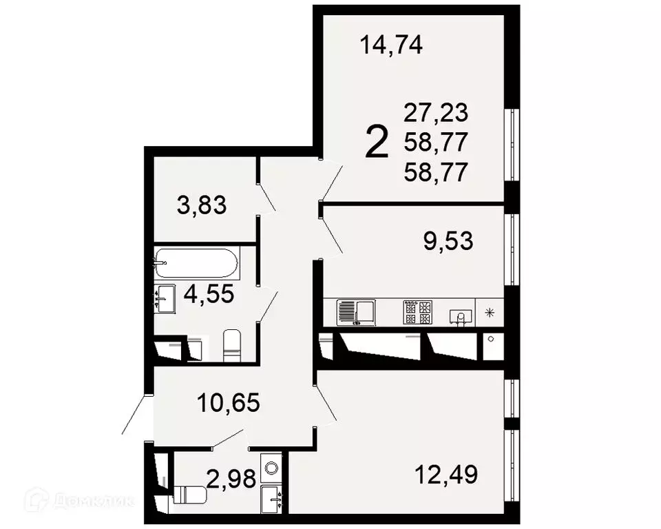2-комнатная квартира: Рязань, Льговская улица, 10 (58.77 м) - Фото 0