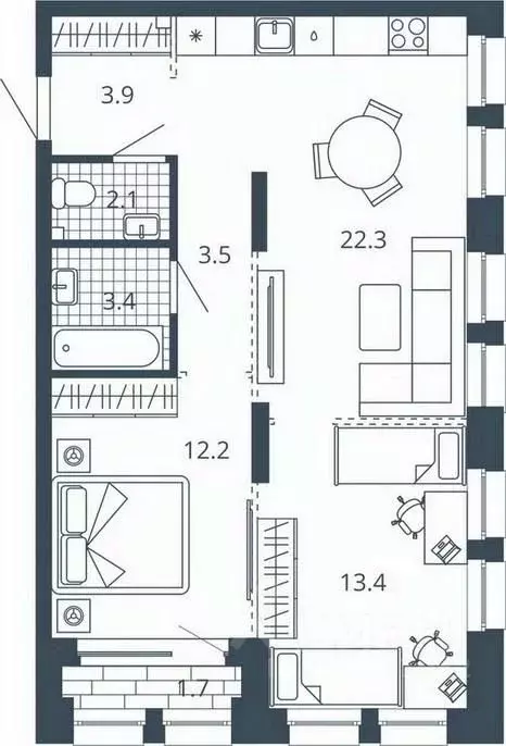 2-к кв. Пензенская область, Пенза Центральный квартал Скала Сити жилой ... - Фото 2