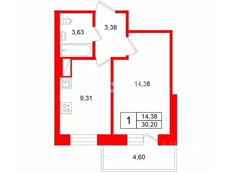 1-к кв. Ленинградская область, Всеволожский район, Заневское городское ... - Фото 2