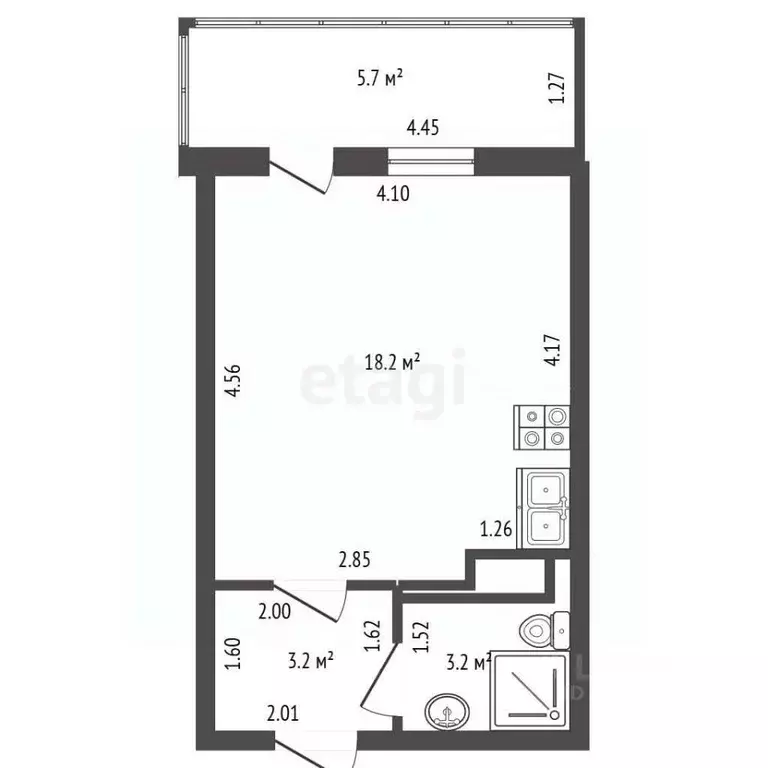 Студия Санкт-Петербург просп. Авиаконструкторов, 63 (25.9 м) - Фото 2