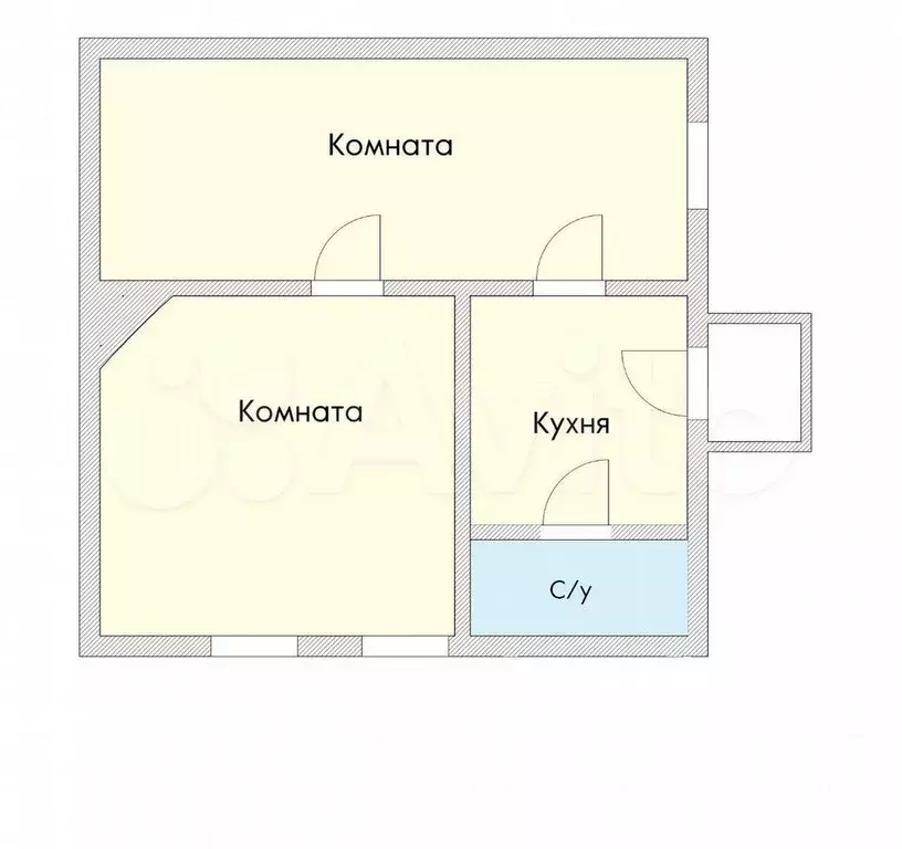 2-к. квартира, 45,8 м, 1/1 эт. - Фото 0