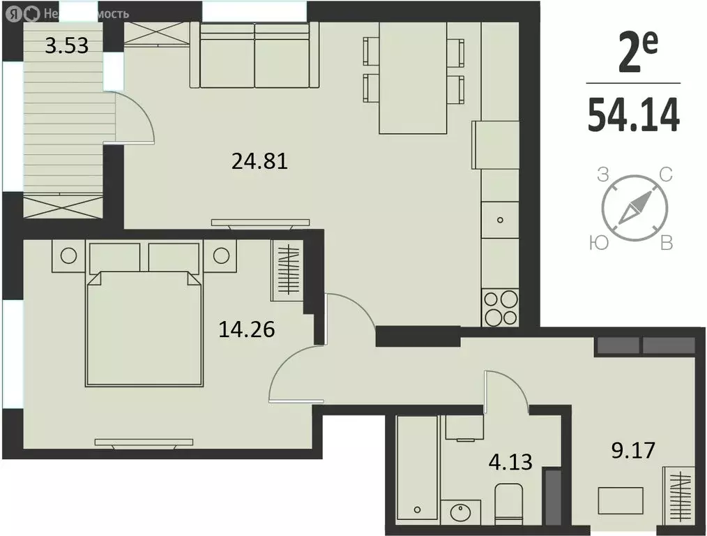 1-комнатная квартира: Курск, Хуторская улица, 33 (54.14 м) - Фото 0