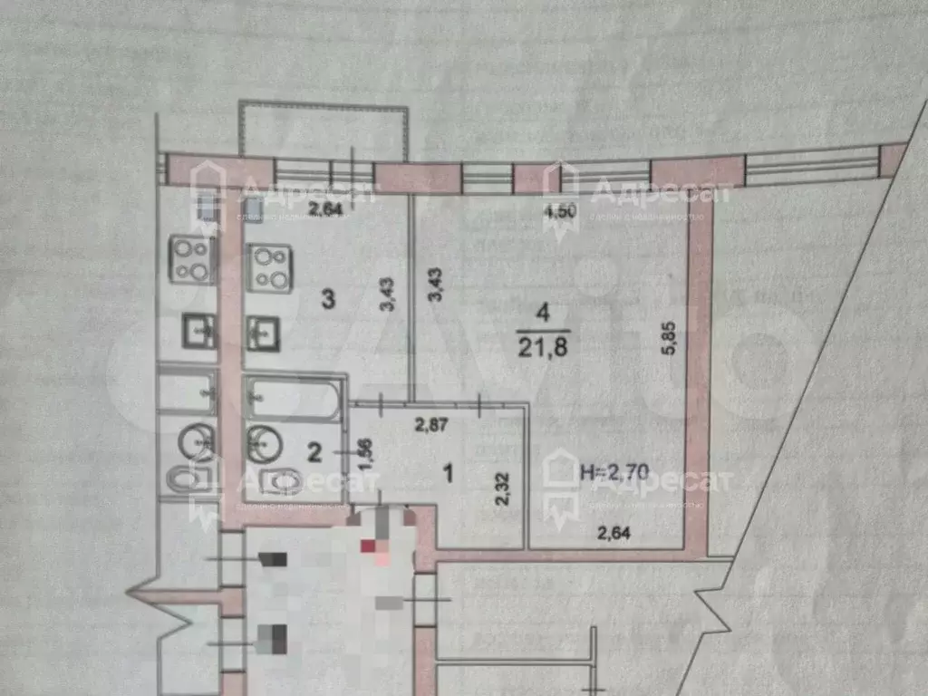 1-к. квартира, 38,8 м, 2/3 эт. - Фото 0