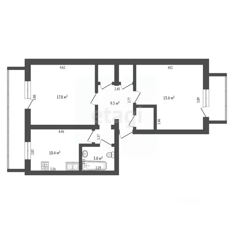 2-к кв. Крым, Феодосия ул. Габрусева, 13Б (56.5 м) - Фото 2