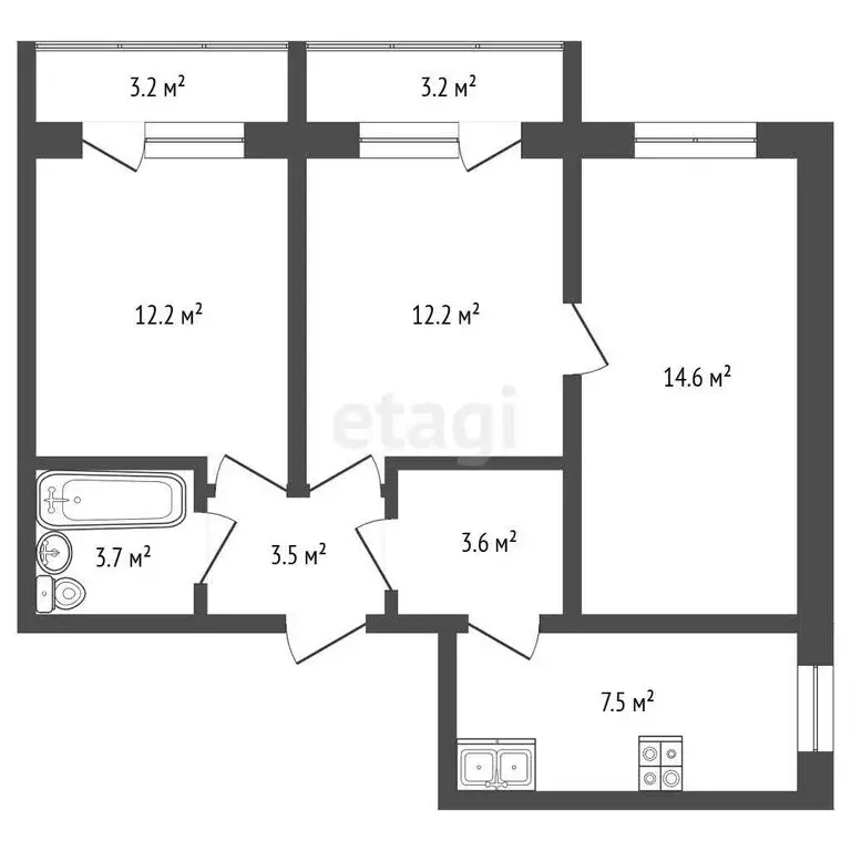 3-комнатная квартира: Нальчик, улица 2-й Таманской Дивизии, 31к3 (49.8 ... - Фото 1