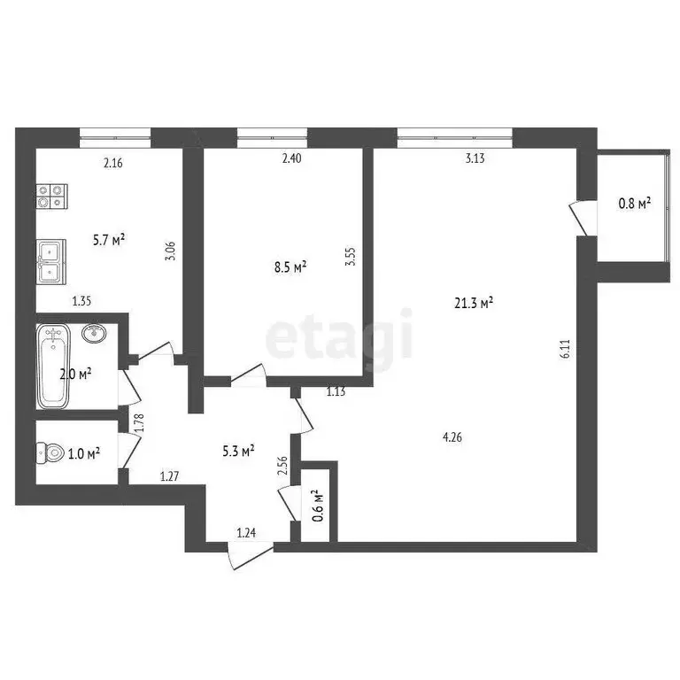 2-комнатная квартира: Стерлитамак, проспект Октября, 59 (44.4 м) - Фото 1
