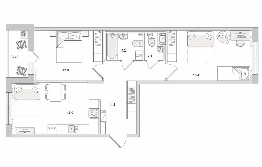 2-комнатная квартира: Санкт-Петербург, Белоостровская улица, 10к3 ... - Фото 1