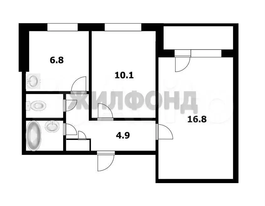 2-к. квартира, 43,2 м, 2/9 эт. - Фото 0