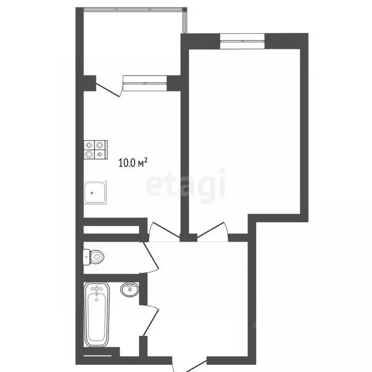 1-к кв. Тюменская область, Тюмень ул. 50 лет Октября, 75к2 (41.4 м) - Фото 1