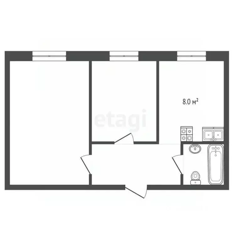 2-к кв. Ростовская область, Ростов-на-Дону Гагринская ул., 3 (51.0 м) - Фото 0