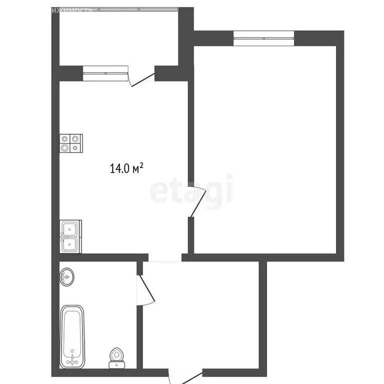1-комнатная квартира: Тюмень, улица Мельникайте, 2к2 (40.2 м) - Фото 1