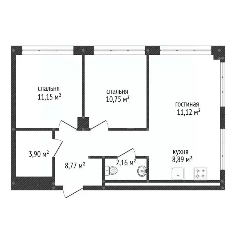 3-к кв. Башкортостан, Уфа ул. Художника Позднова, 13 (56.74 м) - Фото 2