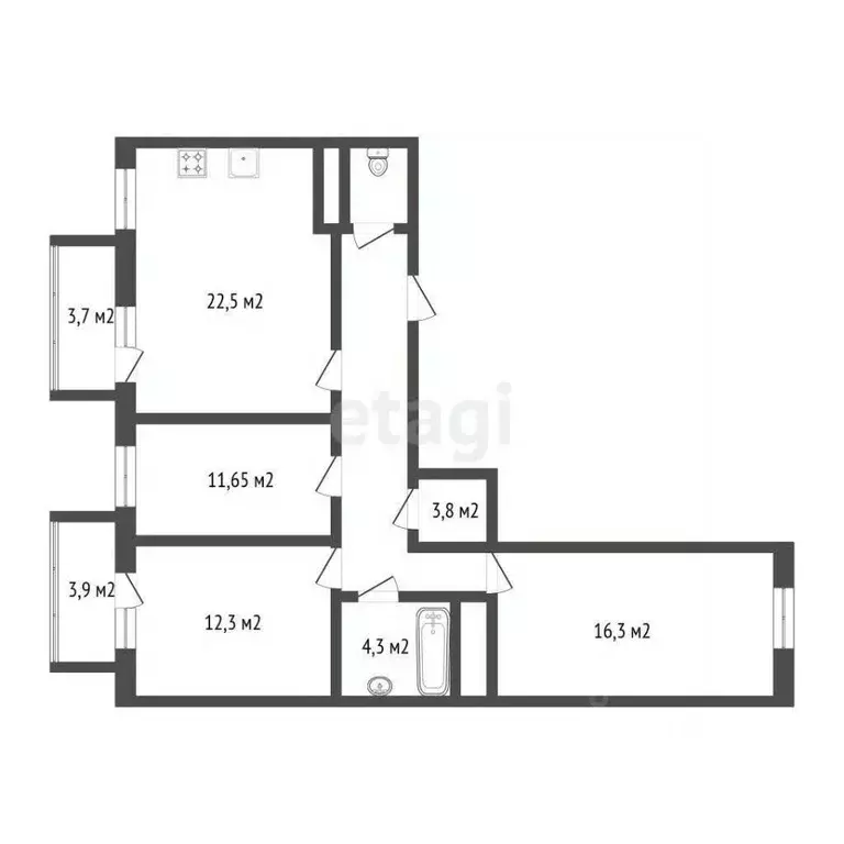 3-к кв. Тюменская область, Тюмень ул. Пермякова, 83к1 (84.9 м) - Фото 1