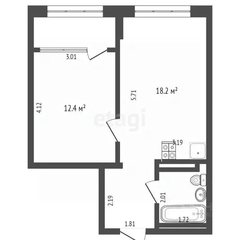1-к кв. Тюменская область, Тюмень ул. Краснооктябрьская, 14 (34.5 м) - Фото 2
