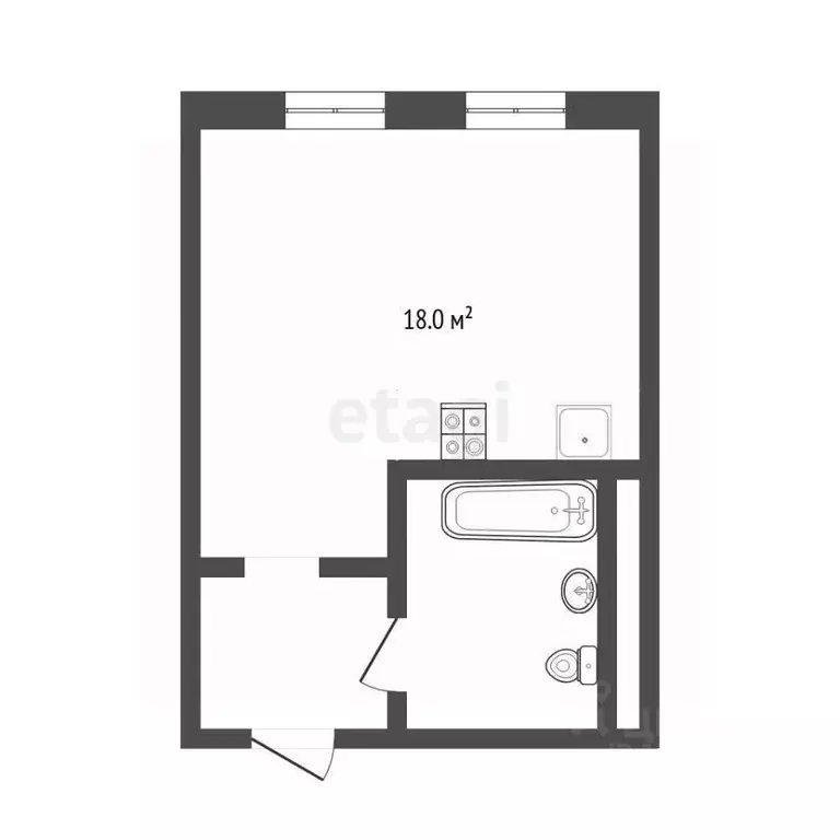 Студия Тюменская область, Тюмень ул. Республики, 204к5 (27.8 м) - Фото 2