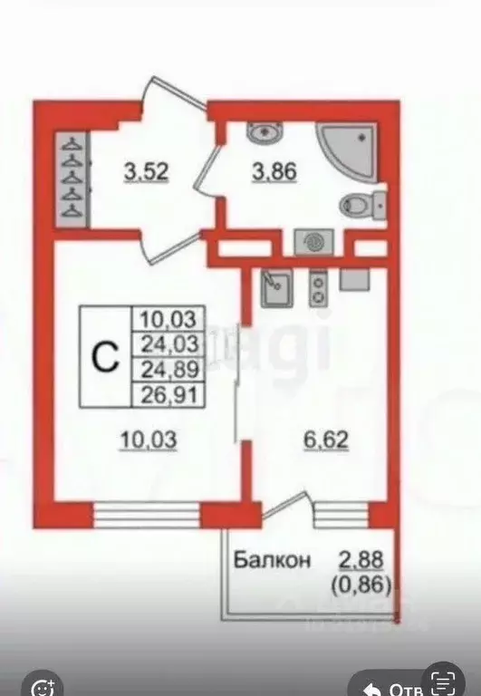 1-к кв. Калининградская область, Калининград бул. Любови Шевцовой, 49А ... - Фото 2
