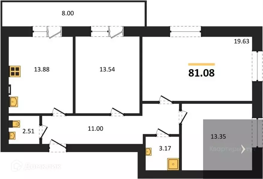 Продаётся 3-к квартира, 81.08 м - Фото 0